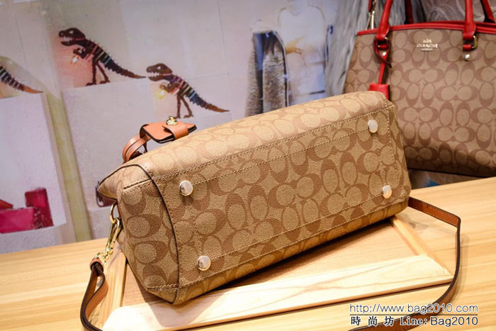 COACH蔻馳 原單經典款 戴妃包 pvb配頭層牛皮 實用大氣款 34608 手提斜挎包  Chz1410